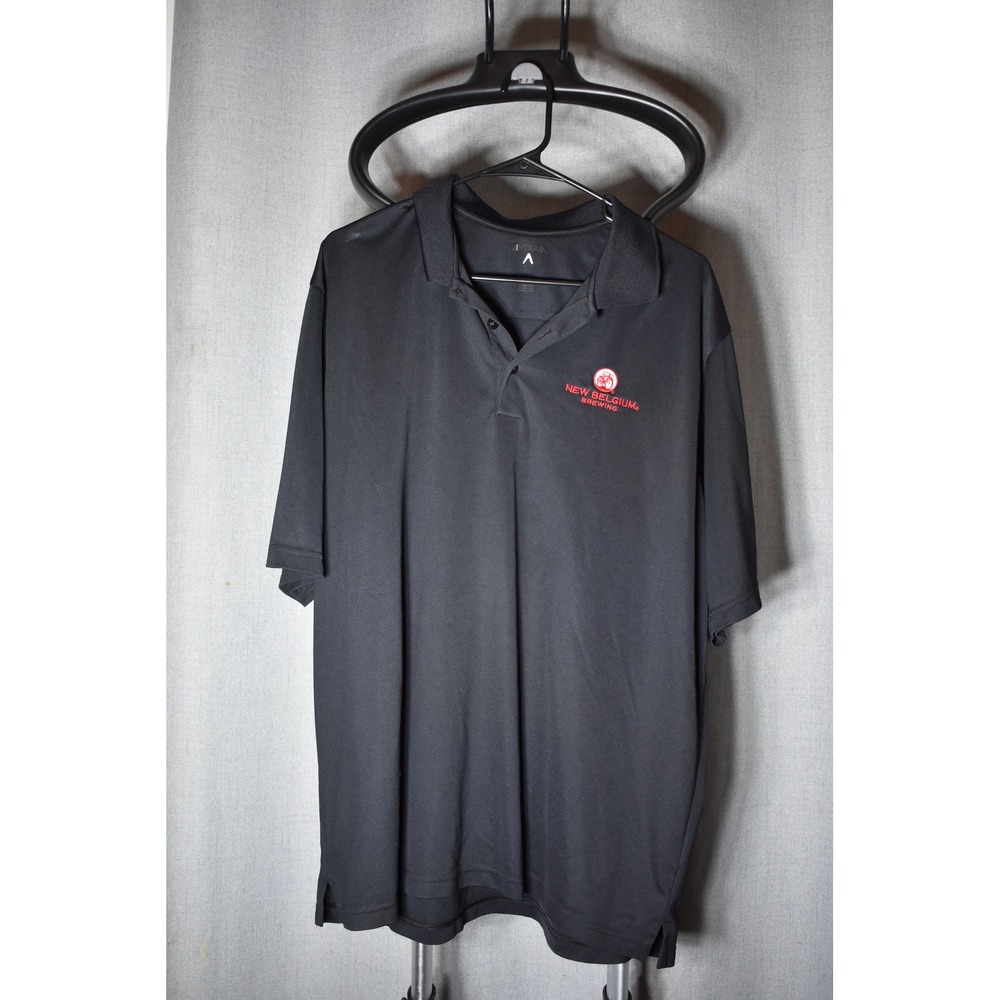 Antigua Mens New Belgium Brewing Polo Shirt Black XL Performance Short Sleeve